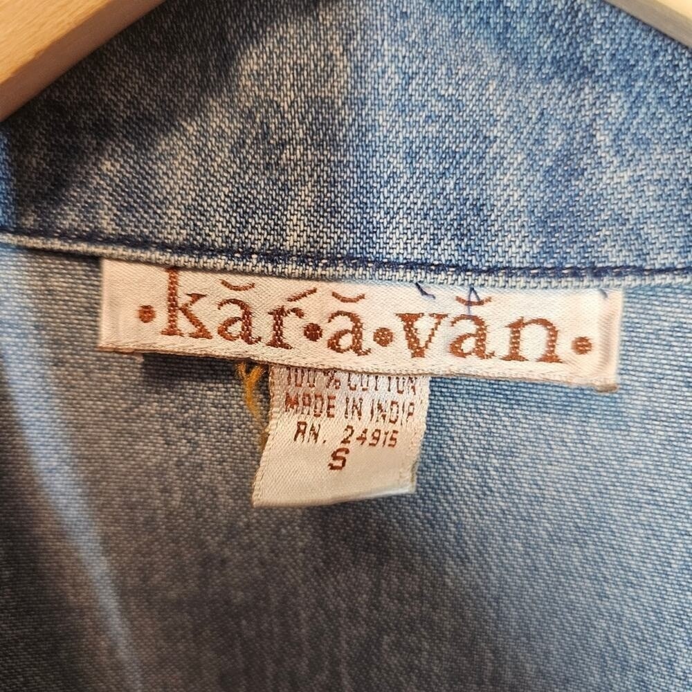 Karavan Denim Floral Embroidered Short Casual Blue Denim‎ Jacket Small - Picture 10 of 11
